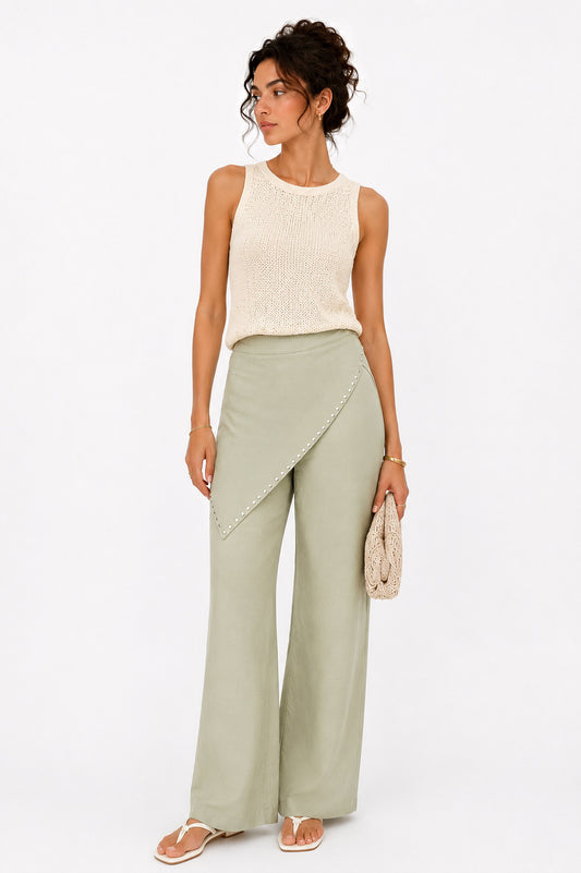 Studded Linen Trousers